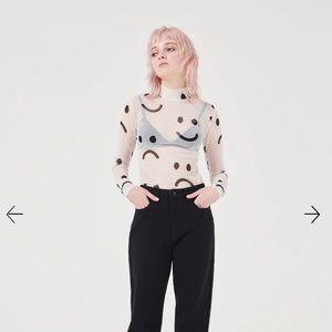 Lazy Oaf Happy Sad Sheer Top | size 8